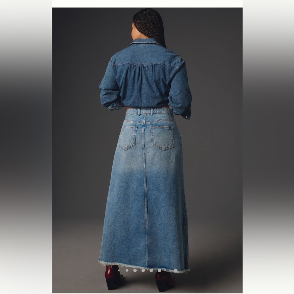 Pilcro from Anthropologie, Madi front-slit denim skirt, Endless summer wash, 4 - Picture 7 of 16
